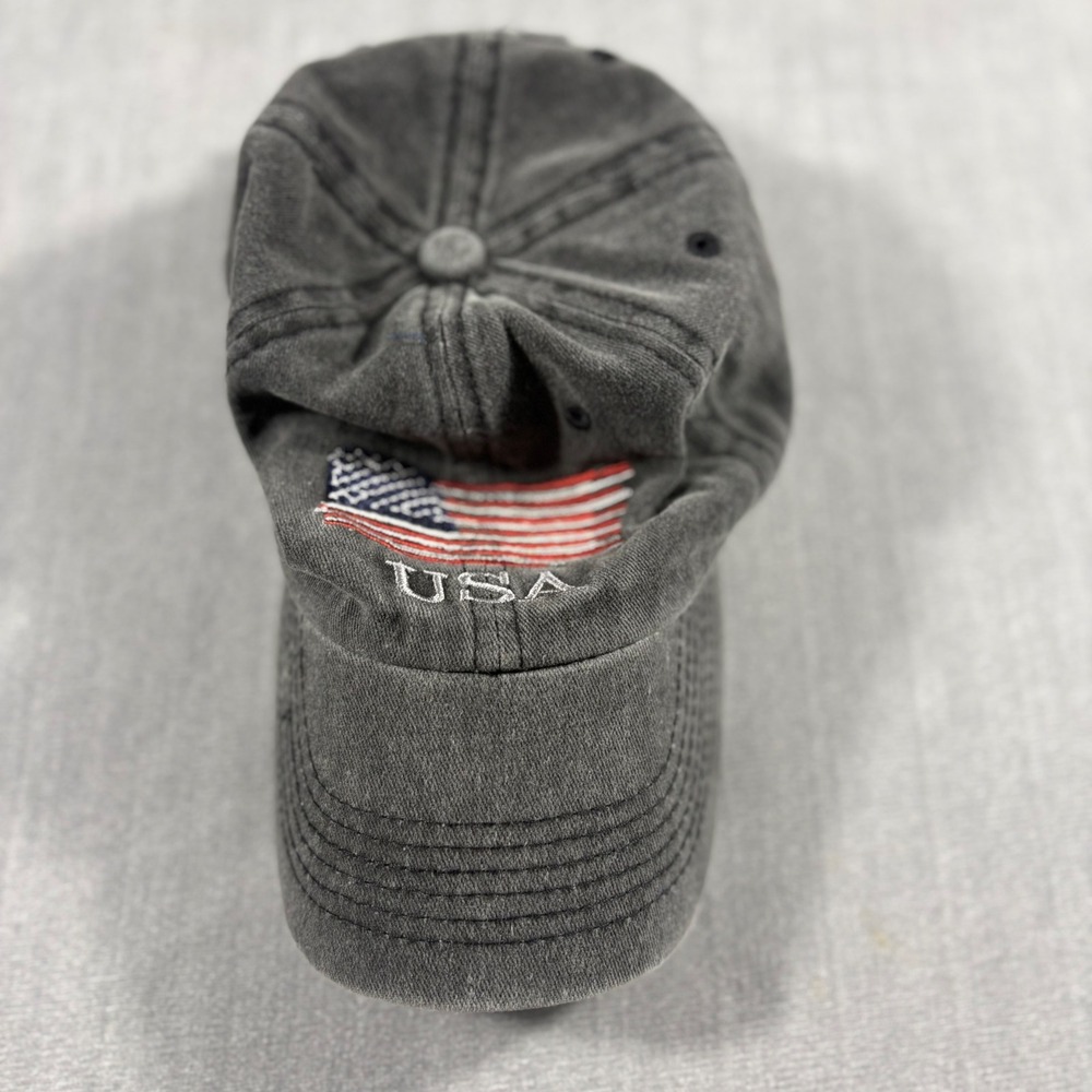 Unbranded Baseball Cap Unisex OSFM Grey USA Flag Embroidered Distressed Dad Hat